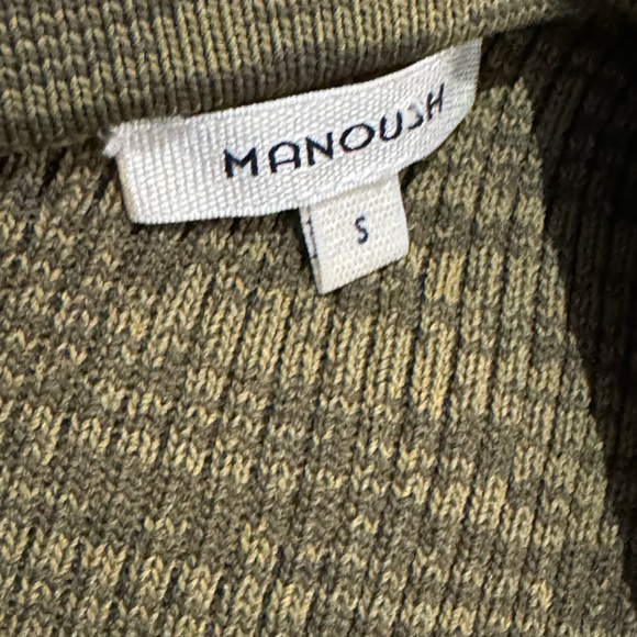 Manoush One Shoulder Top Variegated Olive Moss Bodycon stretch Top Ruffle S NEW - Picture 3 of 5